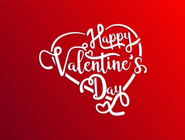 Happy valentines day hand drawing vector lettering design on red background. Romantic quote postcard, card, invitation, banner template. Vector illustration.