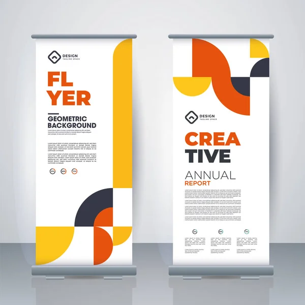 Retro Business Roll Standee Design Banner Template Presentation Brochure Geometric — Vettoriale Stock