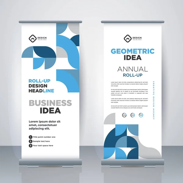 Geometric Business Roll Standee Design Banner Template Presentation Brochure Modern — Vettoriale Stock