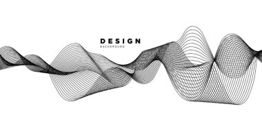 Abstract template background with wave design. Digital frequency track equalizer. Stylized line art background. Black wave with lines created using blend tool. Vector Illustration
