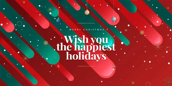 Merry Christmas Typographical Holidays Background Product Display Festive Decoration Red — Vetor de Stock