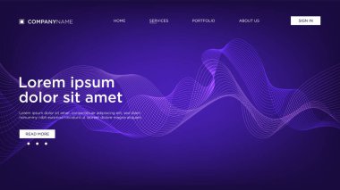 Abstract background website Landing Page. Template for websites, or apps. Modern design. Abstract vector style. line and particles. Curved wavy line, smooth stripe Vector - Vector Illustration