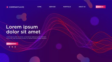 Abstract background website Landing Page. Template for websites, or apps. Modern design. Abstract vector style. line and particles. Curved wavy line, smooth stripe Vector - Vector Illustration