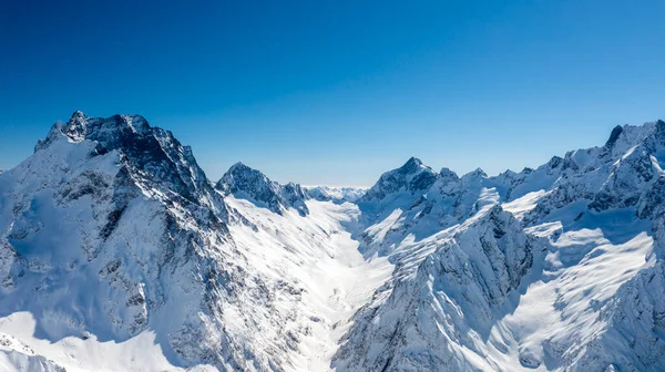 Montañas Del Cáucaso Vista Panorámica Pista Esquí Con Las Montañas — Foto de Stock