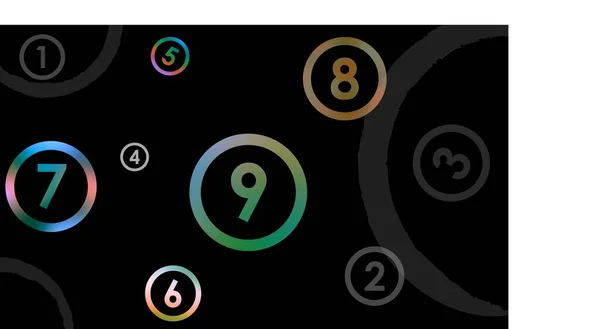 Numbers Mixed Colors Black Background — Photo