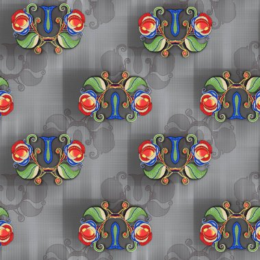 digital textile ornaments, motif, multi mixed patterns for textile print.