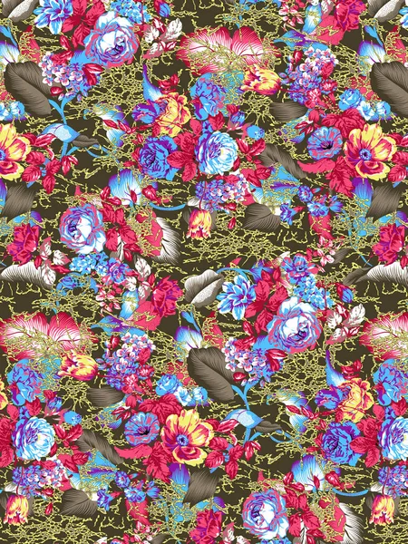 Digital Textile Ornaments Motif Multi Mixed Patterns Textile Print — Zdjęcie stockowe