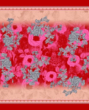 digital textile ornaments, motif, multi mixed patterns for textile print.