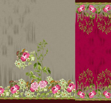 digital textile ornaments, motif, multi mixed patterns for textile print.