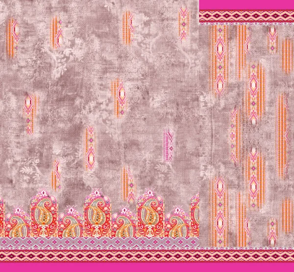 Digital Textile Ornaments Motif Multi Mixed Patterns Textile Print — Stock Photo, Image