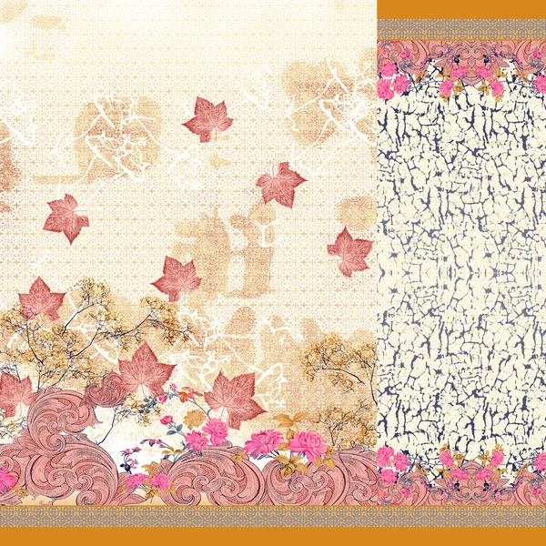 Digital Textile Ornaments Motif Multi Mixed Patterns Textile Print — 图库照片