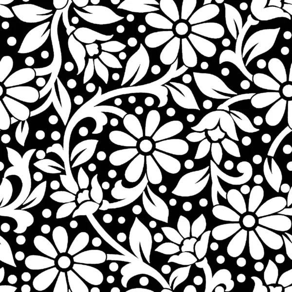 Beautiful Flower Allover Design Multicolor Matching Seamless Traditional Indian Textile Стоковое Фото