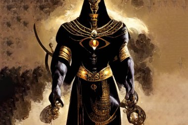 fantasy warrior anubis. 3d illustration.