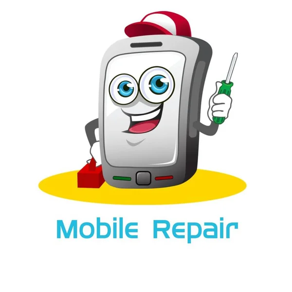 Attrractive Premium Icon Symbol Mobile Repair Technician Cartoon Style — Stock Vector