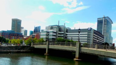 BALTIMORE, MARYLAND (USA) - group of buildings located in downtown Baltimore's Inner Harbor, a very popular tourist attraction of visitors to the city.