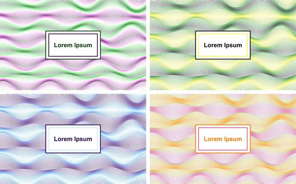 Soyut şablonların vektör kümesi, modaya uygun doğrusal biçim. Soyut gradyanlar, geometrik koleksiyon. Etiket, kartpostal, bayram dekorasyonu için desen tasarımı.