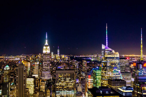 Night view from the top of Rockefeller center, NY