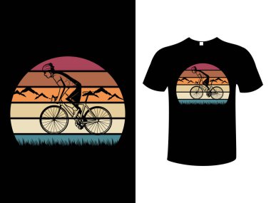 Mountain Bicycle Colorful Typography Vintage cyclist Illustration Vector T-Shirt Design Template