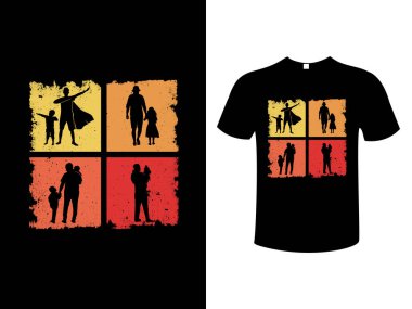 Father's Day Colorful Typography Vintage Illustration Vector T-Shirt Design Template