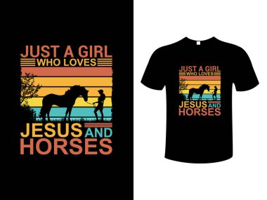 Horse Riding Colorful Typography Vintage Illustration Vector T-Shirt Design Template