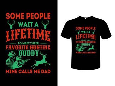 Hunting Deer And Duck Colorful Typography Vintage Illustration Vector T-Shirt Design Template