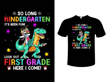 Pre-School Kindergarten Back To School Colorful Typography Vintage Illustration Vector T-Shirt Design Template