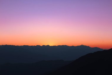Colourful sunset in the Himalayan mountain range, ladakh, India