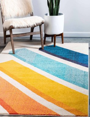 Modern geometry living area interior room rug texture design.