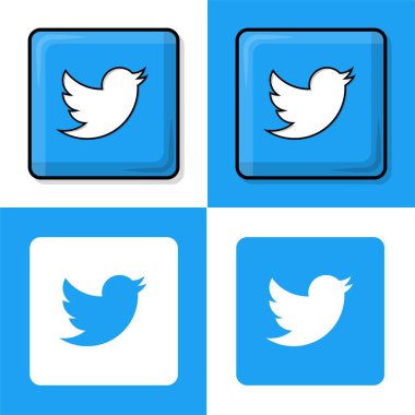 Vector twitter logo with 4 flat design options