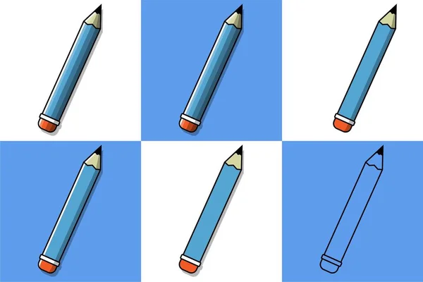 Vector Flat Design Pencil Full Color — Archivo Imágenes Vectoriales