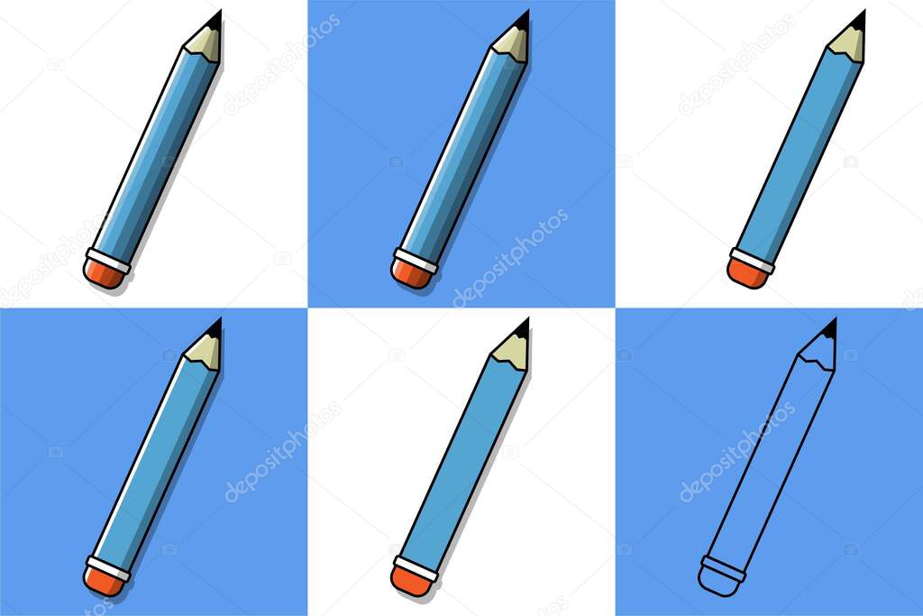 2d vector flat design pencil  with full color
