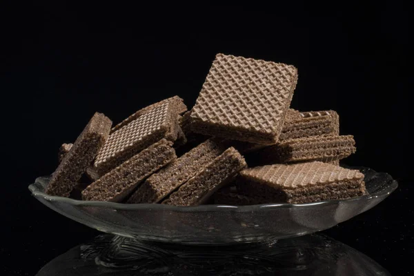 Chocolate Cookies Black Background — Stock Photo, Image