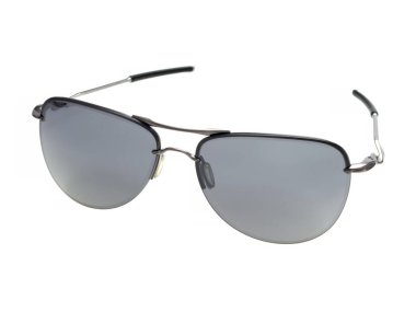 Sunglasses, aviator style, silver color, sophisticated frame, isolated on white background