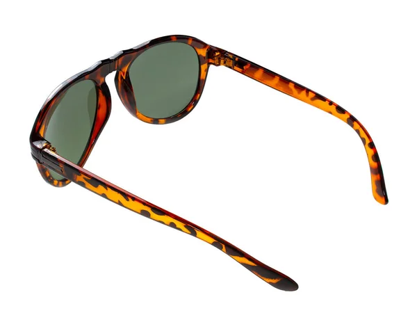 Sunglasses Back View Vintage Leopard Skin Isolated White Background — ストック写真