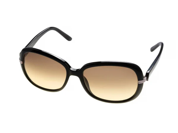 Sunglasses Black Glossy Beige Lens Woman Isolated White Background — ストック写真