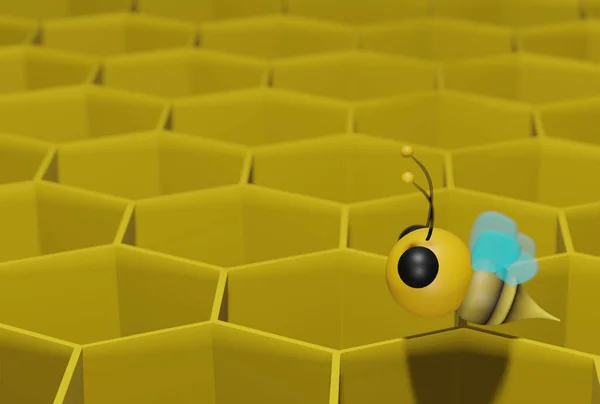 Rendering Yellow Hexagons Bee — Photo