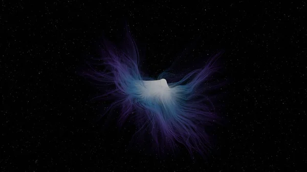Phoenix bird like energy eruption from a neutron star with star field in background (3D Rendering)