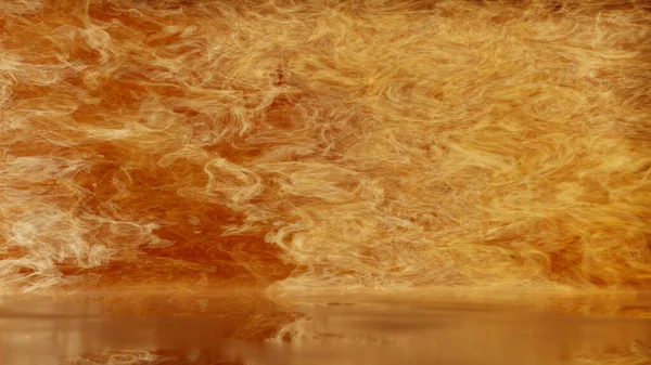 Желтое Горящее Пламя Мокром Бетонном Полу Рендеринг — стоковое фото
