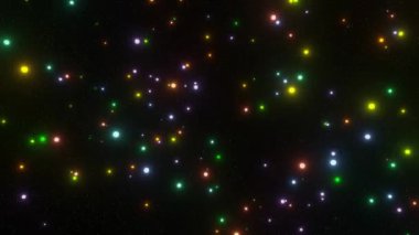 Travelling and surveying a colorful open star cluster by a spaceship (3D Rendering)