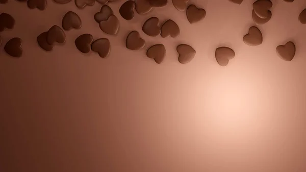 Spreading Brown Chocolate Heart Gradient Brown Table Rendering — 스톡 사진