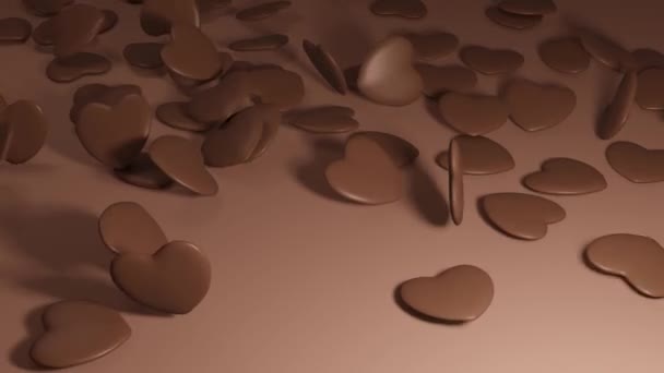 Dropping Chocolate Heart Brown Table — Video Stock