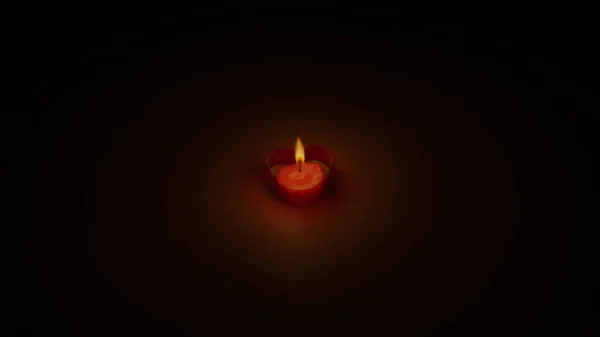 Heart like candle on corrugated paper (3D Rendering)