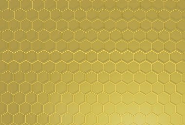 Gölge ve altın gradyan arkaplana sahip altıgen düzlem (3B Hazırlama)