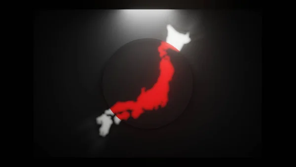 Glass surface Japan flag with Japan map background (3D rendering)