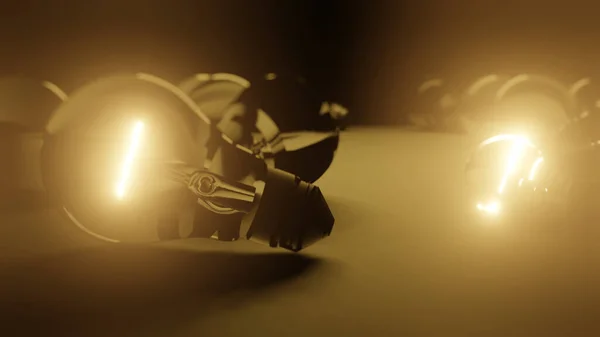 レトロな白熱電球からのゴールドグローライト 3Dレンダリング — ストック写真