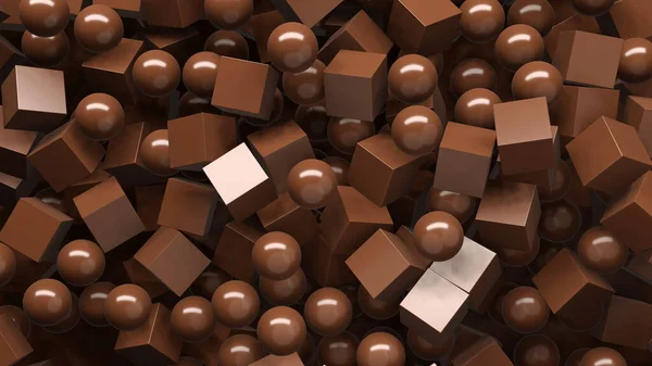 Çikolata topuyla çikolatanın karışımı. Çikolata yığını içinde şirin.)