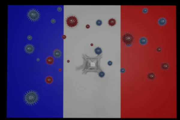 Covid Пандемія Всьому Прапору Франції Rendering — стокове фото