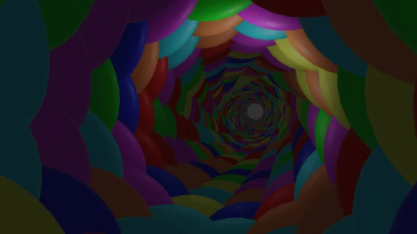 Colorful oval tunnel wall (3D Rendering)