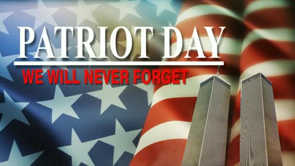Patriot Day September11 Attack Memorial American Waving Flag — Stok video