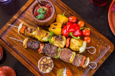 Oriental Egypian Kebab Barbeque food shots, Photo is selective focus with shallow depth of field, taken At Cairo Egypt